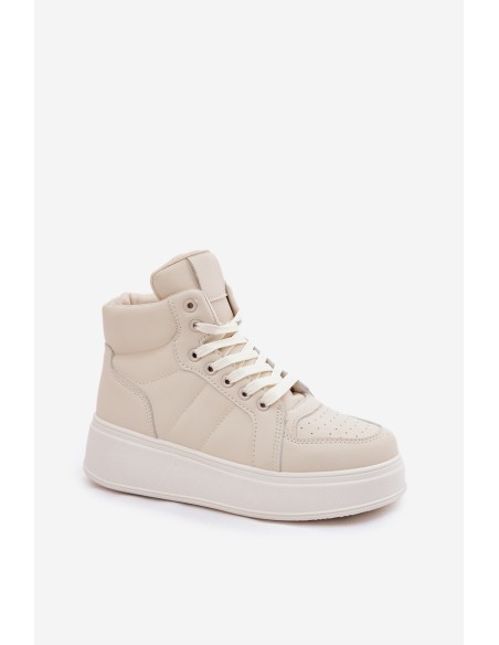 High Women's Sneakers On Platform Beige Tillive