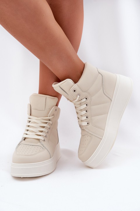 High Women's Sneakers On Platform Beige Tillive