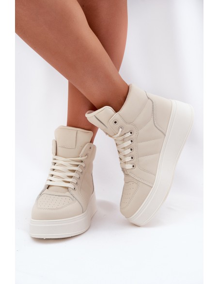 High Women's Sneakers On Platform Beige Tillive