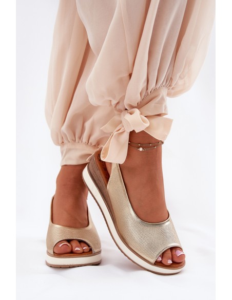 Leather Wedge Sandals Artiker 56C2312 Gold