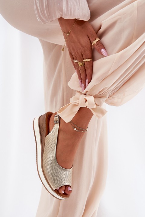 Leather Wedge Sandals Artiker 56C2312 Gold