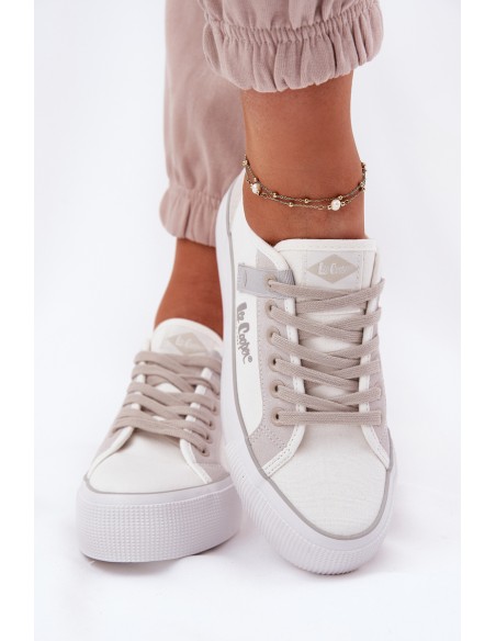 Women Sneakers On Platform Lee Cooper LCW-25-31-3479L White-Grey
