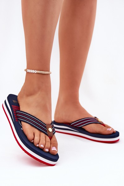 Women's Wedge Flip Flops Big Star RR274A126 Navy