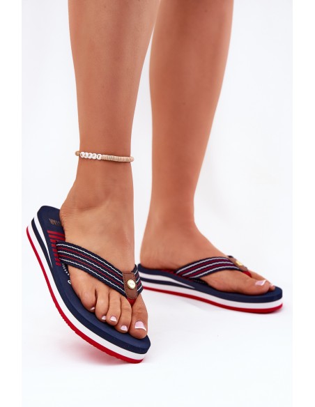 Women's Wedge Flip Flops Big Star RR274A126 Navy