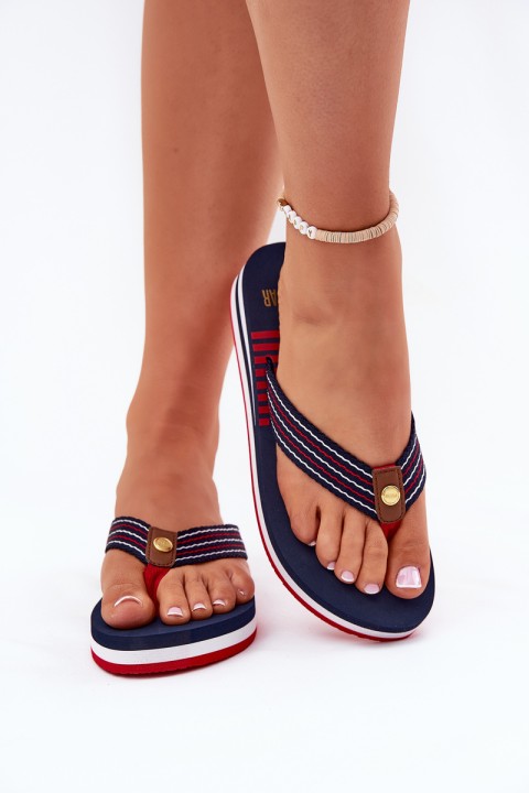 Women's Wedge Flip Flops Big Star RR274A126 Navy