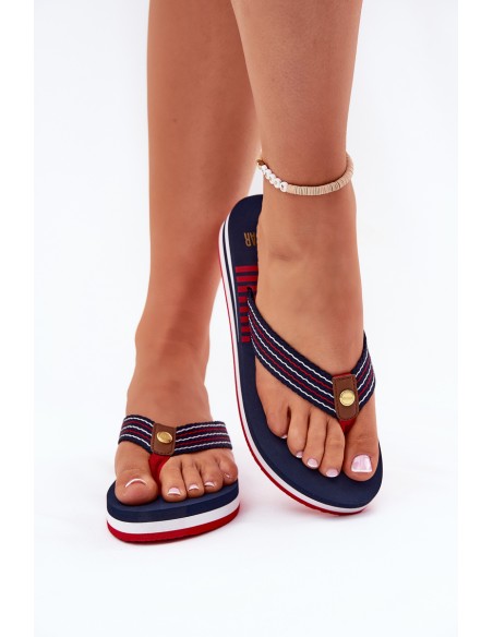 Women's Wedge Flip Flops Big Star RR274A126 Navy