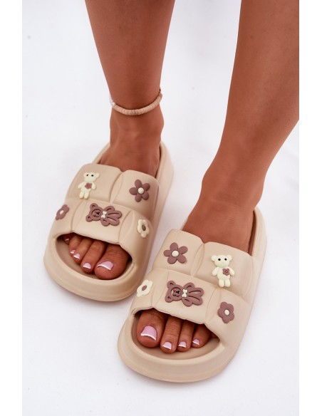 Putų šlepetės su segtukais smėlio spalvos Redienna