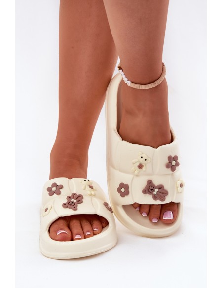 Foam Slides With Clips Ecru Redienna