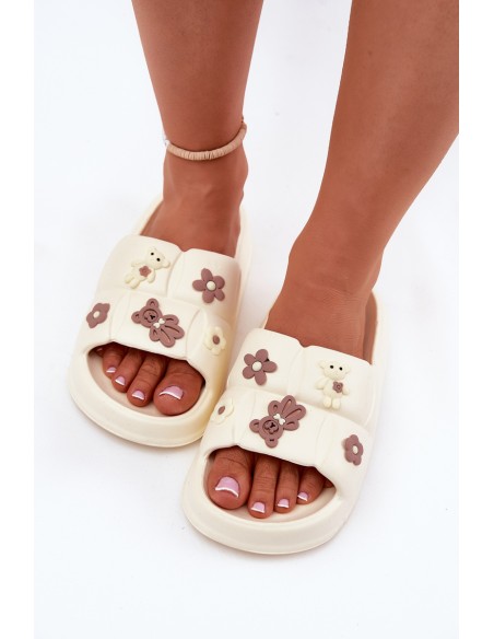 Foam Slides With Clips Ecru Redienna