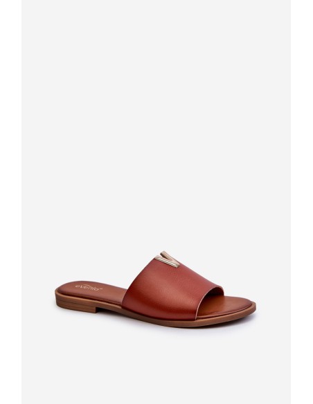 Women's Eco Leather Flat Heel Slippers Brown Maliha