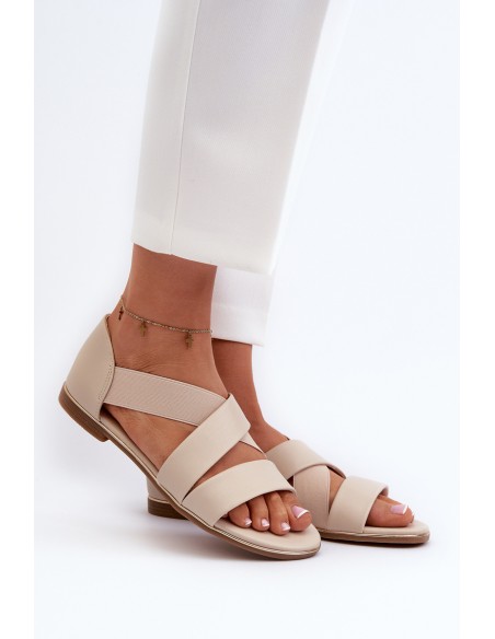 Odinės basutės su guma, smėlio spalvos