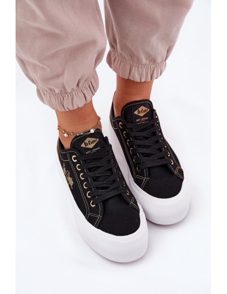 Women's fabric platform sneakers Lee Cooper LCW-25-31-3431L black