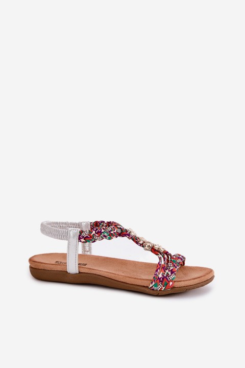 Women's Flat Sandals With Woven Straps And Accessories Artiker 54C1322 Multicolor