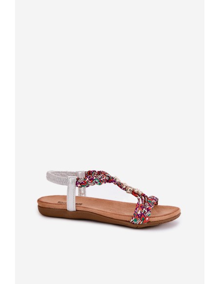 Moteriškos plokščios basutės su austais dirželiais ir aksesuarais