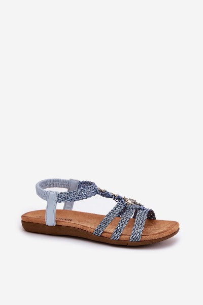Women's Flat Sandals With Woven Straps Blue Artiker 56C1325 2
