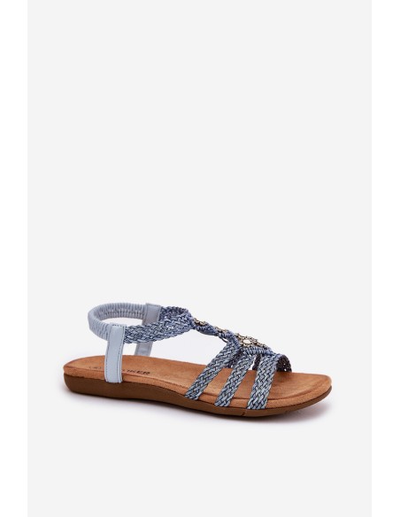 Women's Flat Sandals With Woven Straps Blue Artiker 56C1325