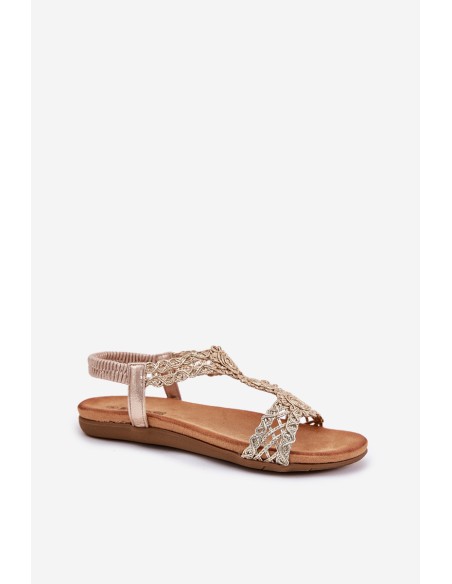 Flat Women's Sandals With Lace Pattern Artiker 56C1281 Gold