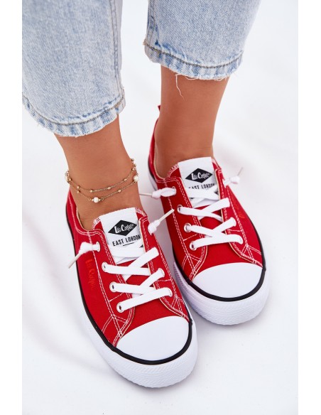 Moteriški sportbačiai su medžiaginiu padu raudoni