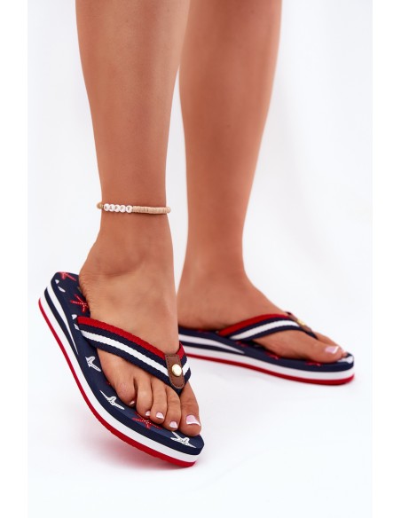 Women's wedge flip flops Big Star RR274A127 navy