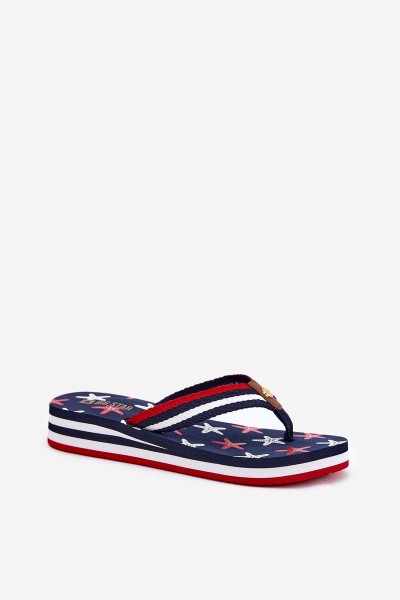 Women's wedge flip flops Big Star RR274A127 navy 2