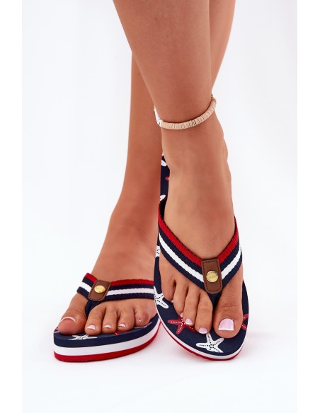 Women's wedge flip flops Big Star RR274A127 navy