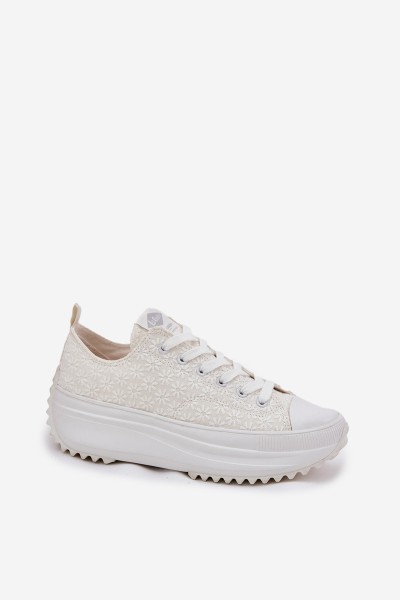 Women's Sneakers With Embroidery On Platform Lee Cooper LCW-25-31-3465L White 2