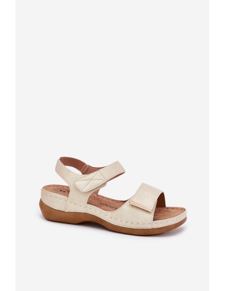 Comfortable women's sandals with Velcro gold Iphiope