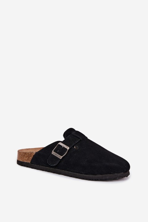 Suede Ladies Clogs With Buckle Big Star RR274A384 Black