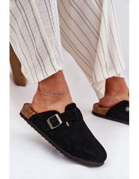 Suede Ladies Clogs With Buckle Big Star RR274A384 Black