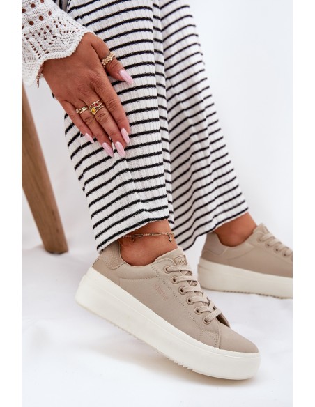 Women Fabric Sneakers On Platform Big Star RR274465 Beige