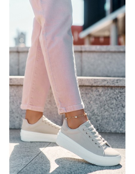 Women Fabric Sneakers On Platform Big Star RR274465 Beige