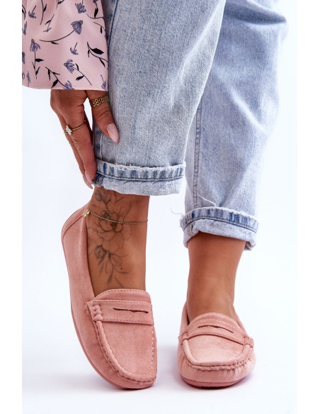 Women's Suede Moccasins Light Pink Lenvie