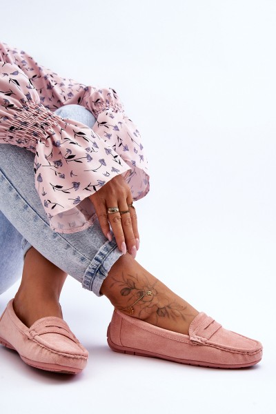 Women's Suede Moccasins Light Pink Lenvie 2