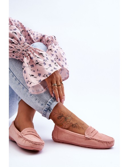 Women's Suede Moccasins Light Pink Lenvie