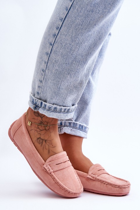 Women's Suede Moccasins Light Pink Lenvie