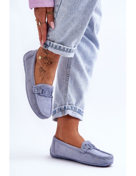 Women's Fashionable Suede Moccasins Blue Rabell