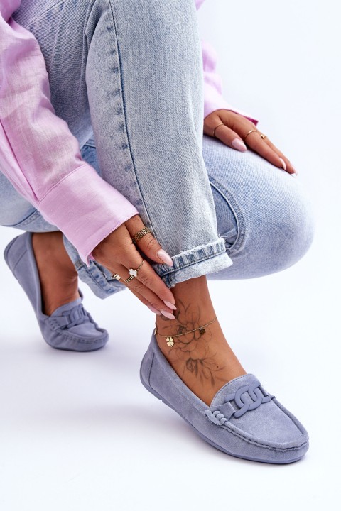 Women's Fashionable Suede Moccasins Blue Rabell