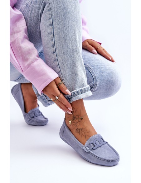 Women's Fashionable Suede Moccasins Blue Rabell