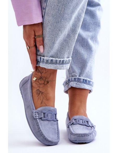 Women's Fashionable Suede Moccasins Blue Rabell