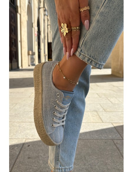 Womens Platform Sneakers With Weaving Lee Cooper LCW-25-02-3284 Light Beige