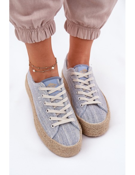 Womens Platform Sneakers With Weaving Lee Cooper LCW-25-02-3284 Light Beige