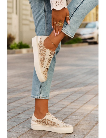 Low Women Sneakers Leopard Print Lee Cooper LCW-25-02-3330L Beige