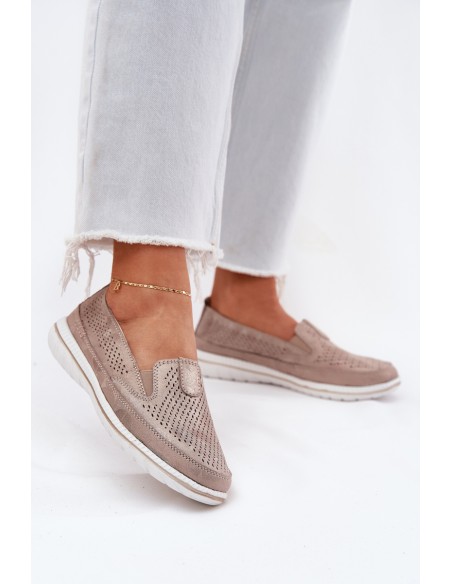 Suede Slip-on Shoes Beige-Gold Inez