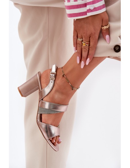 Women's Heeled Sandals Sergio Leone SK866 Rose Gold