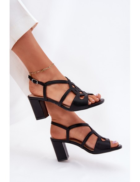 Ladies Heeled Sandals Sergio Leone SK884 Black