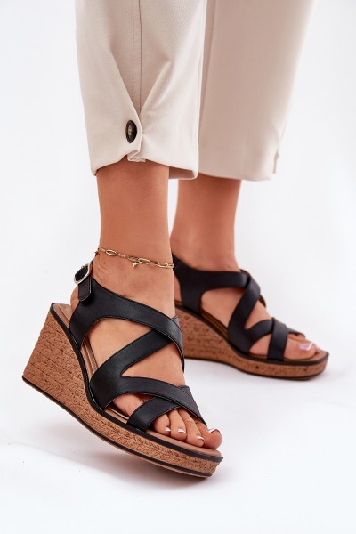 Wedge Sandals For Women Sergio Leone SK223 Black