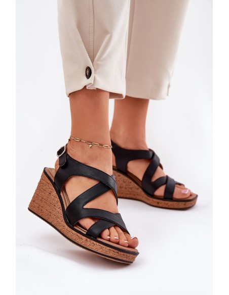 Wedge Sandals For Women Sergio Leone SK223 Black