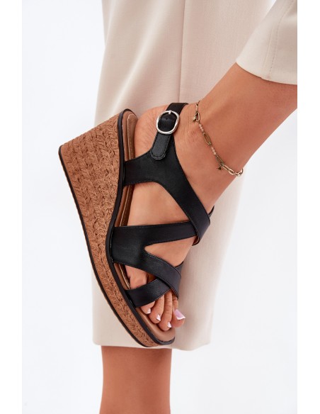 Wedge Sandals For Women Sergio Leone SK223 Black