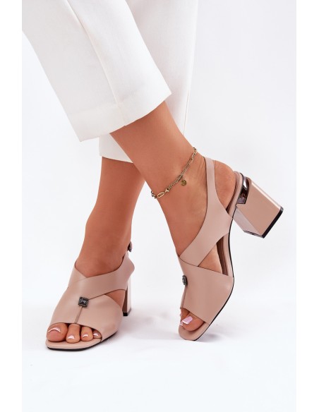 Elegant Women's Heeled Sandals Vinceza 62238 Beige