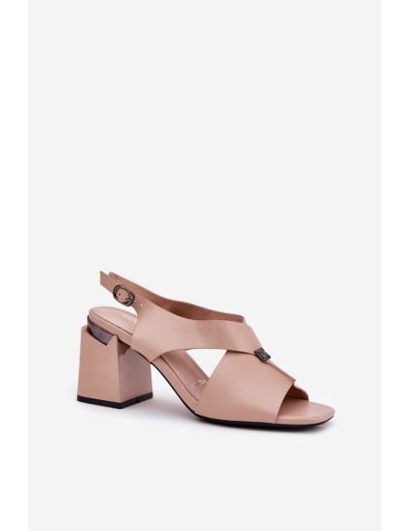 Elegant Women's Heeled Sandals Vinceza 62238 Beige